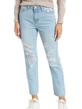 Blank NYC Madison High Rise Crop Ripped Jeans Distressed Light Wash Size 29 NEW